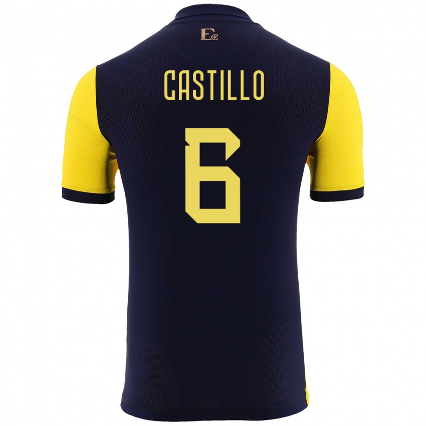 Niño Camiseta Ecuador Byron Castillo #6 Amarillo 1ª Equipación 24-26 La Camisa Perú