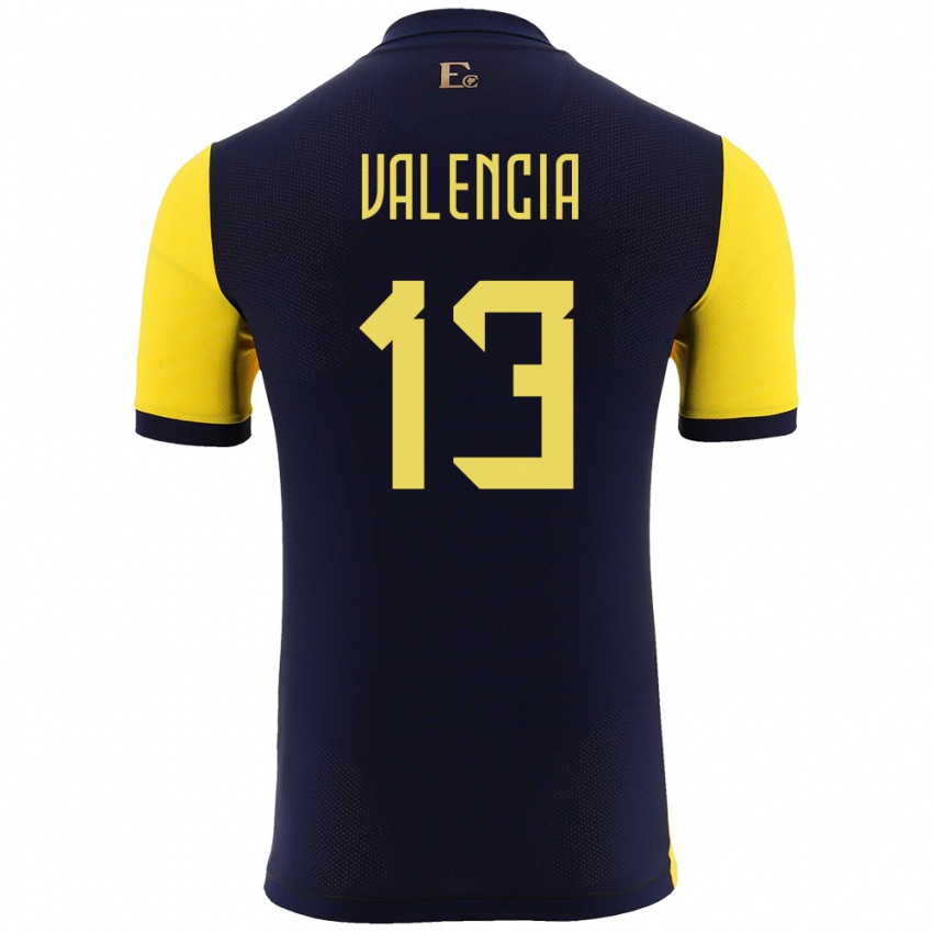 Niño Camiseta Ecuador Enner Valencia #13 Amarillo 1ª Equipación 24-26 La Camisa Perú