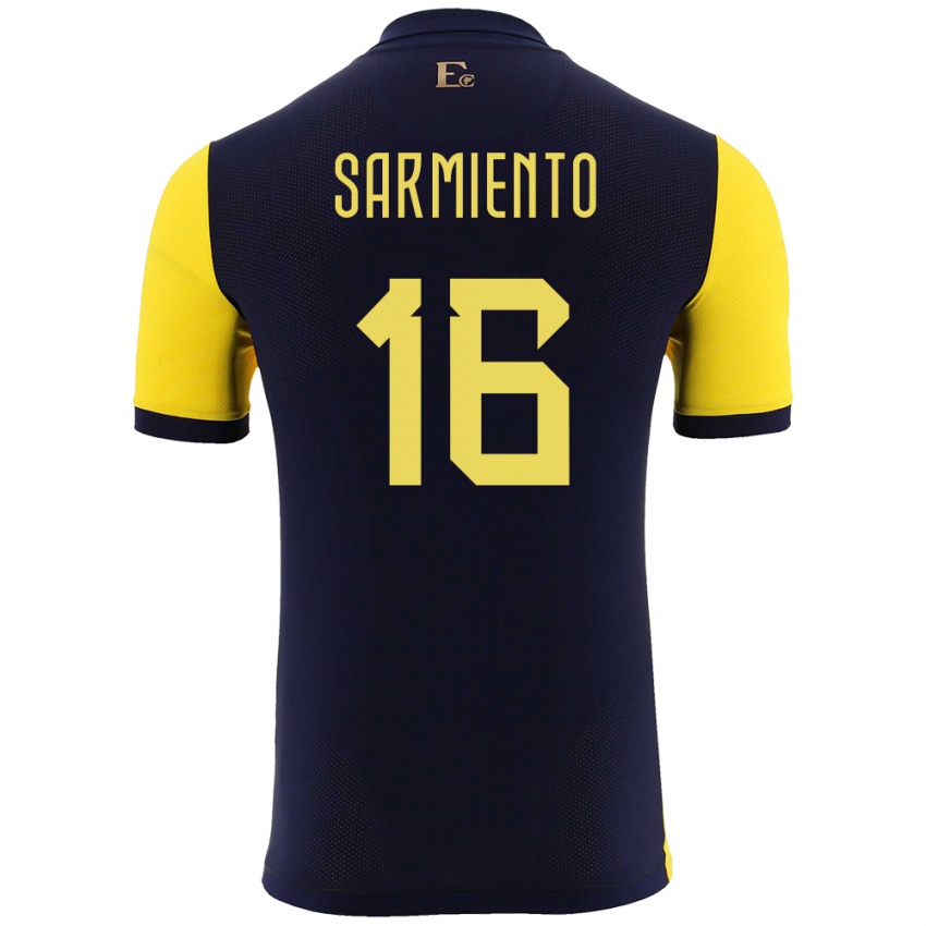 Niño Camiseta Ecuador Jeremy Sarmiento #16 Amarillo 1ª Equipación 24-26 La Camisa Perú