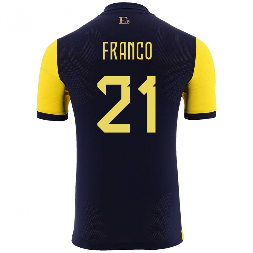 Niño Camiseta Ecuador Alan Franco #21 Amarillo 1ª Equipación 24-26 La Camisa Perú