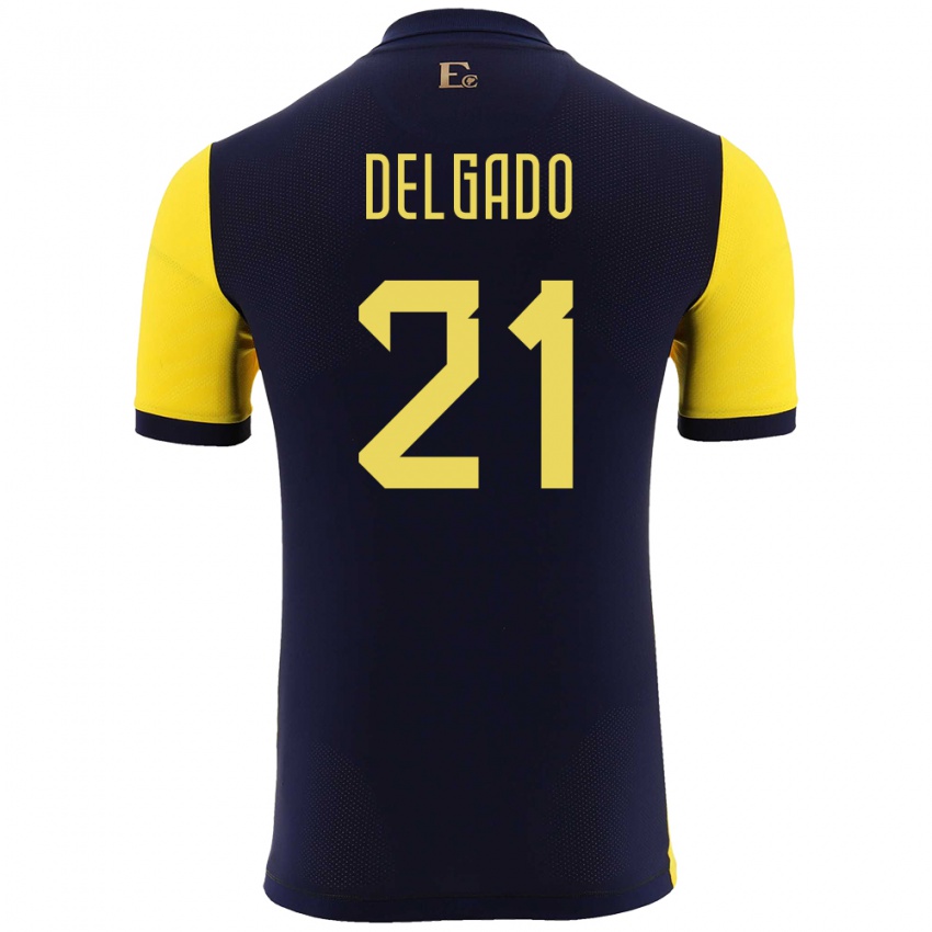 Niño Camiseta Ecuador Patrickson Delgado #21 Amarillo 1ª Equipación 24-26 La Camisa Perú