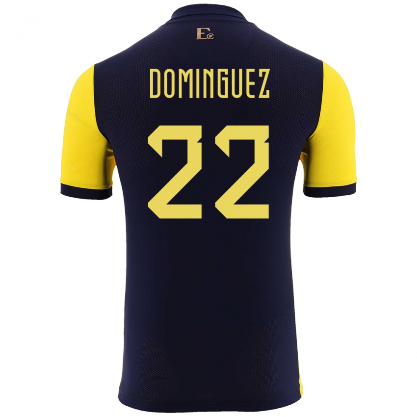 Niño Camiseta Ecuador Alexander Dominguez #22 Amarillo 1ª Equipación 24-26 La Camisa Perú