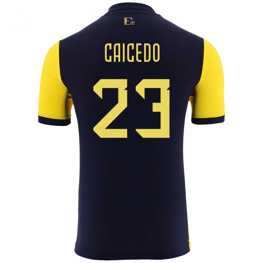 Niño Camiseta Ecuador Moises Caicedo #23 Amarillo 1ª Equipación 24-26 La Camisa Perú