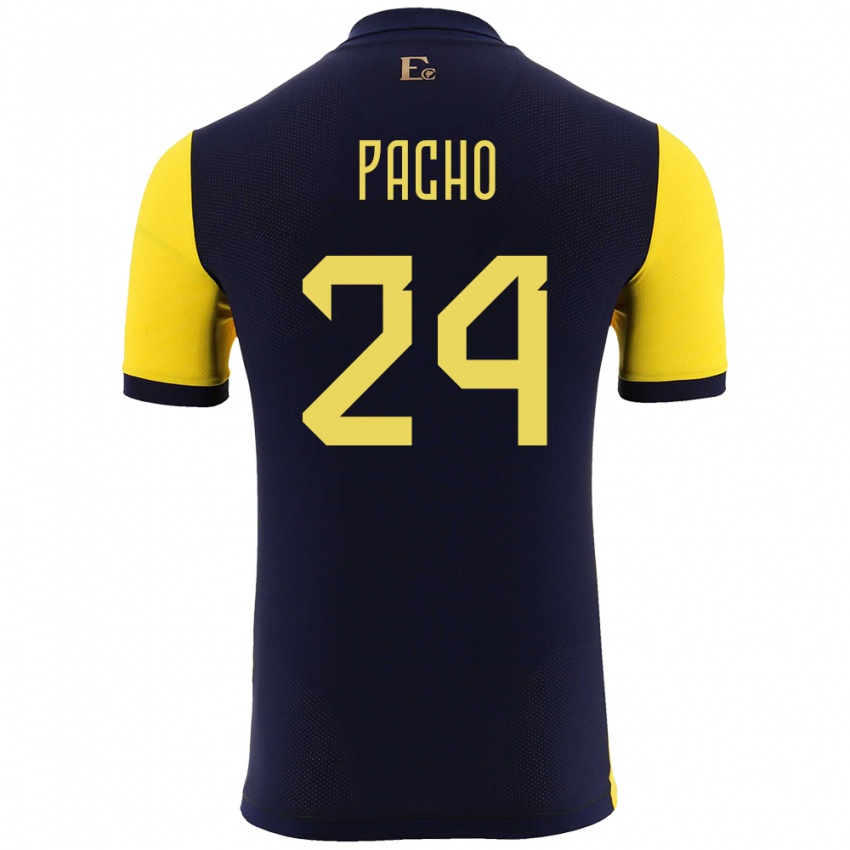 Niño Camiseta Ecuador William Pacho #24 Amarillo 1ª Equipación 24-26 La Camisa Perú