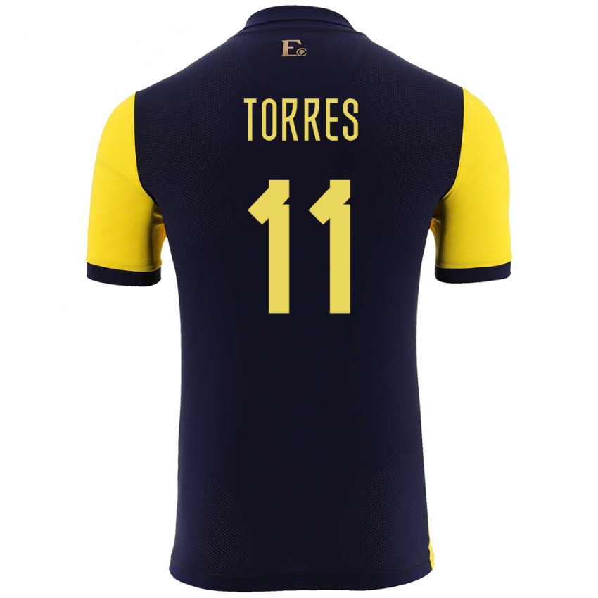 Niño Camiseta Ecuador Ambar Torres #11 Amarillo 1ª Equipación 24-26 La Camisa Perú