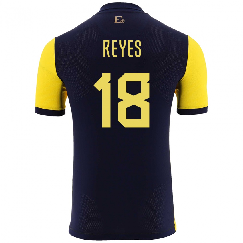 Niño Camiseta Ecuador Ashley Reyes #18 Amarillo 1ª Equipación 24-26 La Camisa Perú