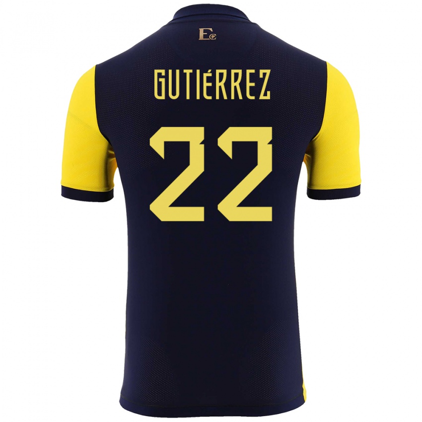 Niño Camiseta Ecuador Melanie Gutierrez #22 Amarillo 1ª Equipación 24-26 La Camisa Perú