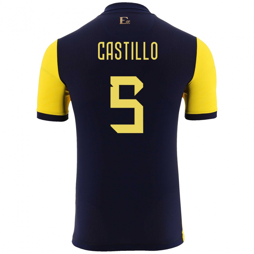 Niño Camiseta Ecuador Denil Castillo #5 Amarillo 1ª Equipación 24-26 La Camisa Perú