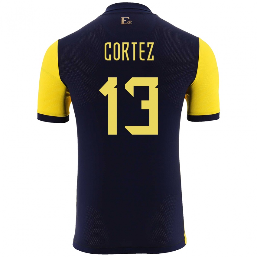 Niño Camiseta Ecuador Steven Cortez #13 Amarillo 1ª Equipación 24-26 La Camisa Perú