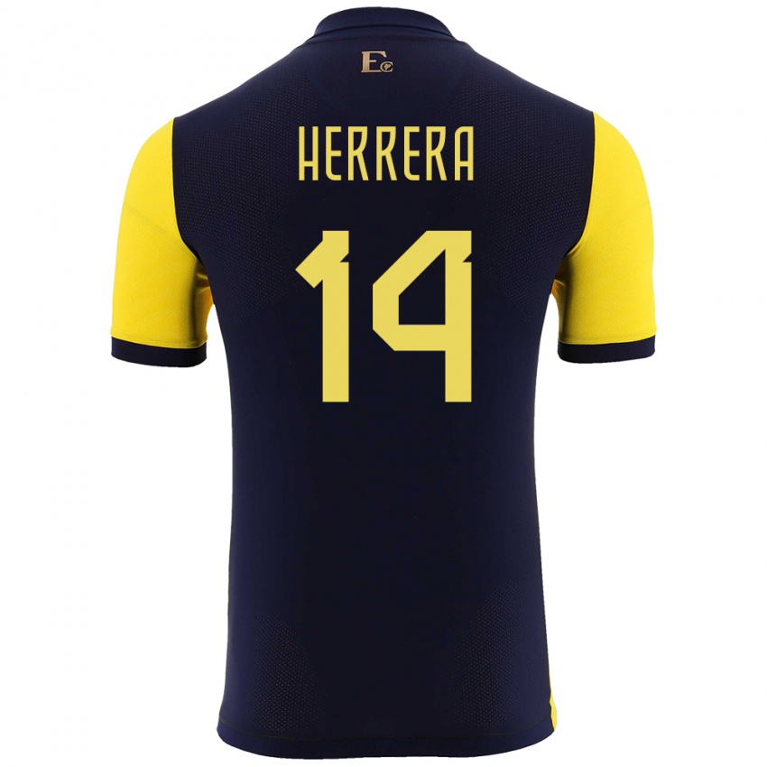 Niño Camiseta Ecuador Orlando Herrera #14 Amarillo 1ª Equipación 24-26 La Camisa Perú