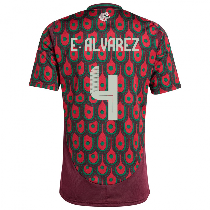 Niño Camiseta México Edson Alvarez #4 Granate 1ª Equipación 24-26 La Camisa Perú