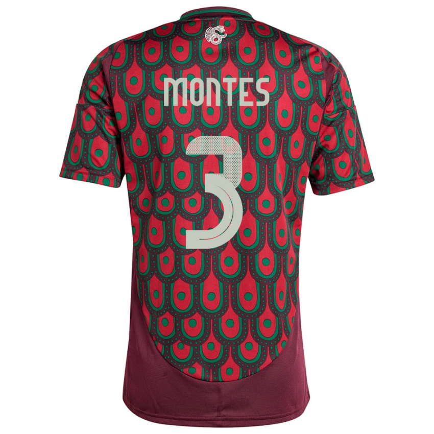 Niño Camiseta México Cesar Montes #3 Granate 1ª Equipación 24-26 La Camisa Perú