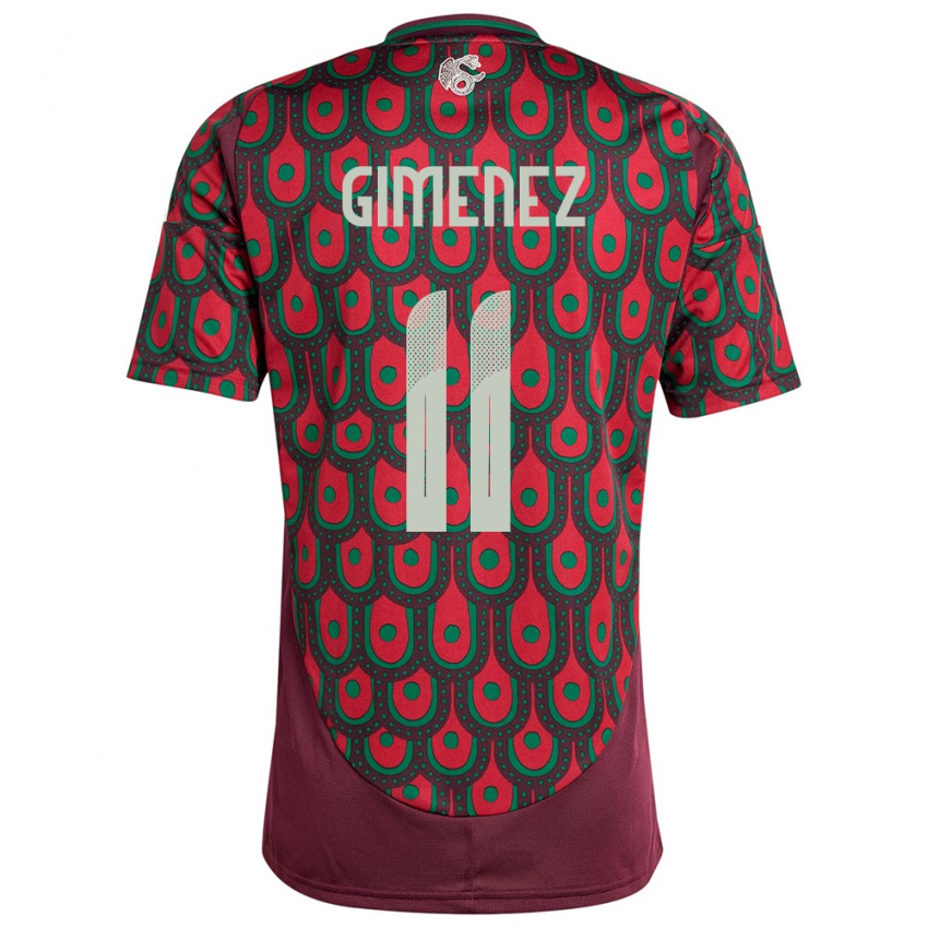 Niño Camiseta México Santiago Gimenez #11 Granate 1ª Equipación 24-26 La Camisa Perú