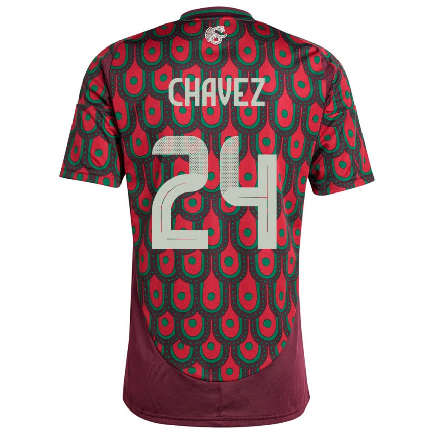 Niño Camiseta México Luis Chavez #24 Granate 1ª Equipación 24-26 La Camisa Perú