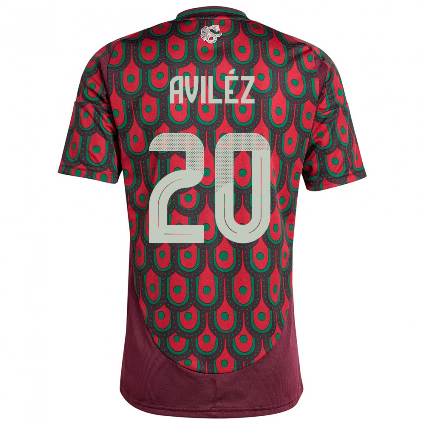 Niño Camiseta México Aylin Avilez #20 Granate 1ª Equipación 24-26 La Camisa Perú