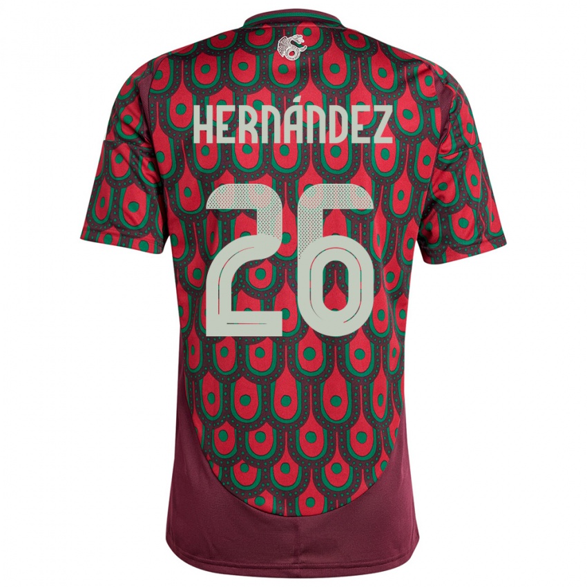 Niño Camiseta México Nicolette Hernandez #26 Granate 1ª Equipación 24-26 La Camisa Perú