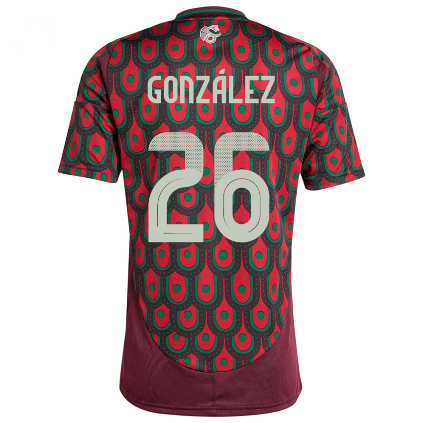 Niño Camiseta México Bryan Gonzalez #26 Granate 1ª Equipación 24-26 La Camisa Perú