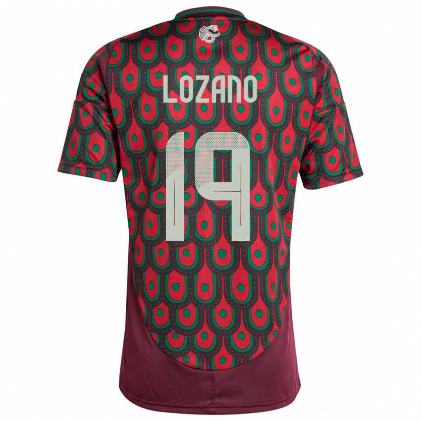 Niño Camiseta México Esteban Lozano #19 Granate 1ª Equipación 24-26 La Camisa Perú