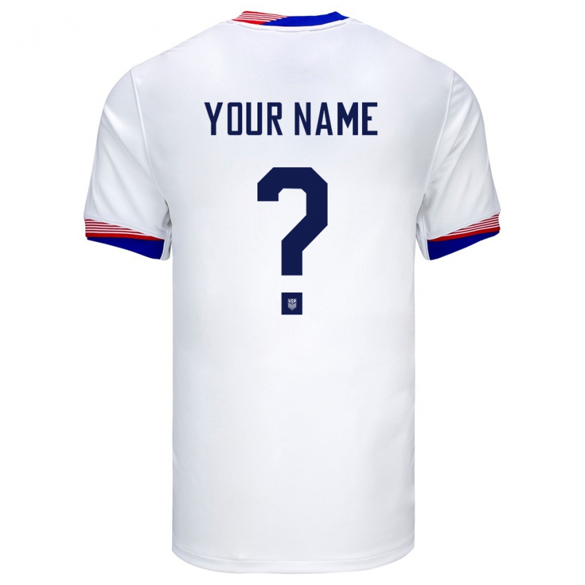 Niño Camiseta Estados Unidos Su Nombre #0 Blanco 1ª Equipación 24-26 La Camisa Perú