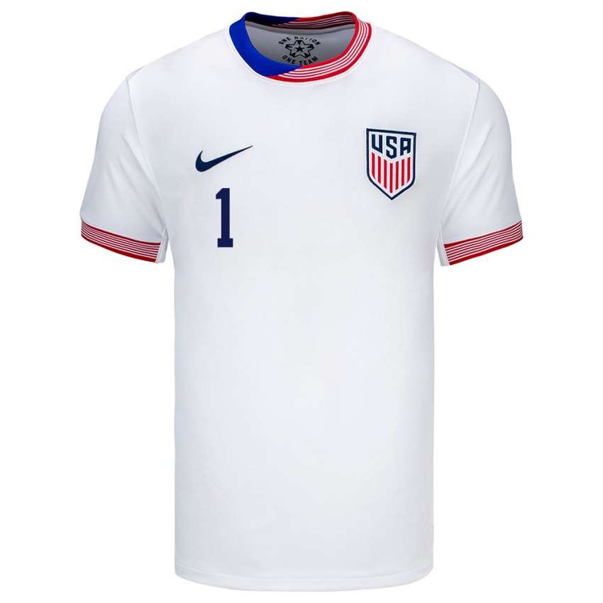 Niño Camiseta Estados Unidos Alyssa Naeher #1 Blanco 1ª Equipación 24-26 La Camisa Perú