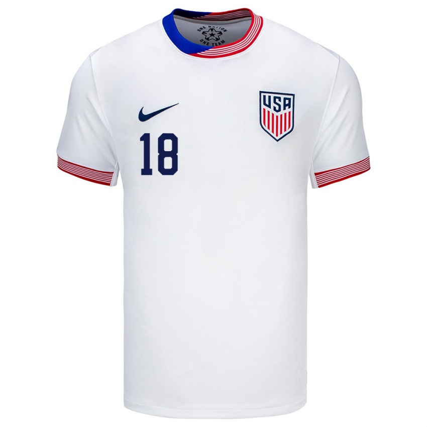 Niño Camiseta Estados Unidos Ethan Horvath #18 Blanco 1ª Equipación 24-26 La Camisa Perú