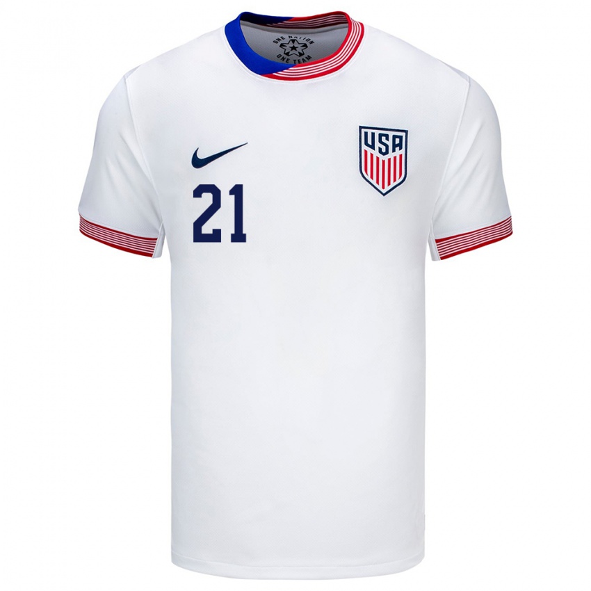 Niño Camiseta Estados Unidos Aubrey Kingsbury #21 Blanco 1ª Equipación 24-26 La Camisa Perú