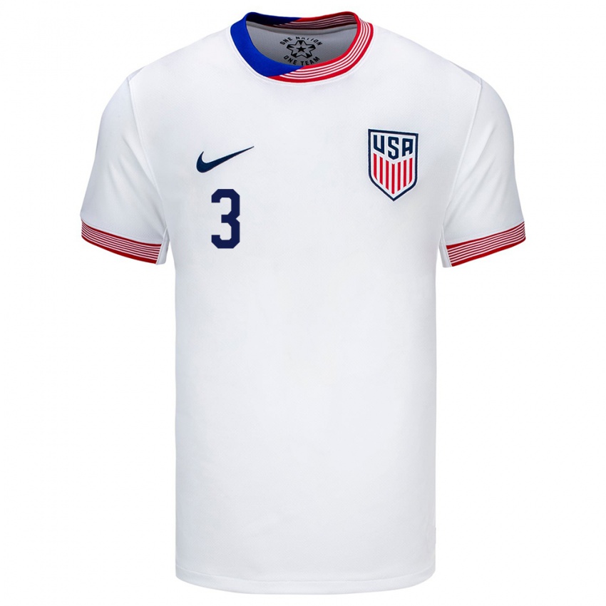 Niño Camiseta Estados Unidos Nolan Norris #3 Blanco 1ª Equipación 24-26 La Camisa Perú