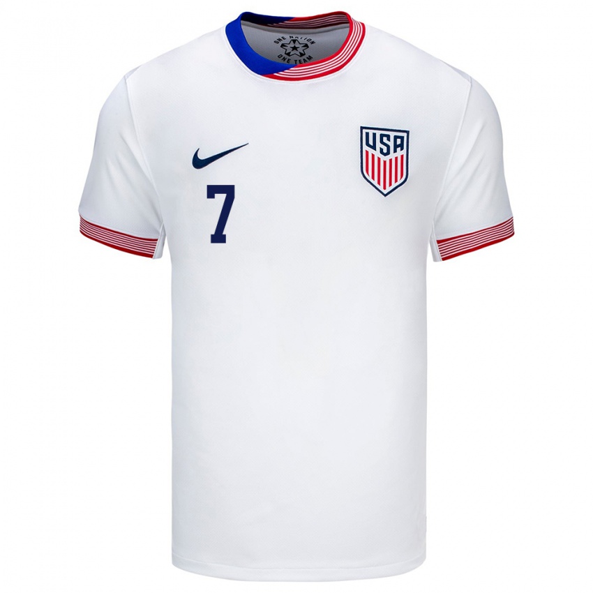 Niño Camiseta Estados Unidos Quinn Sullivan #7 Blanco 1ª Equipación 24-26 La Camisa Perú