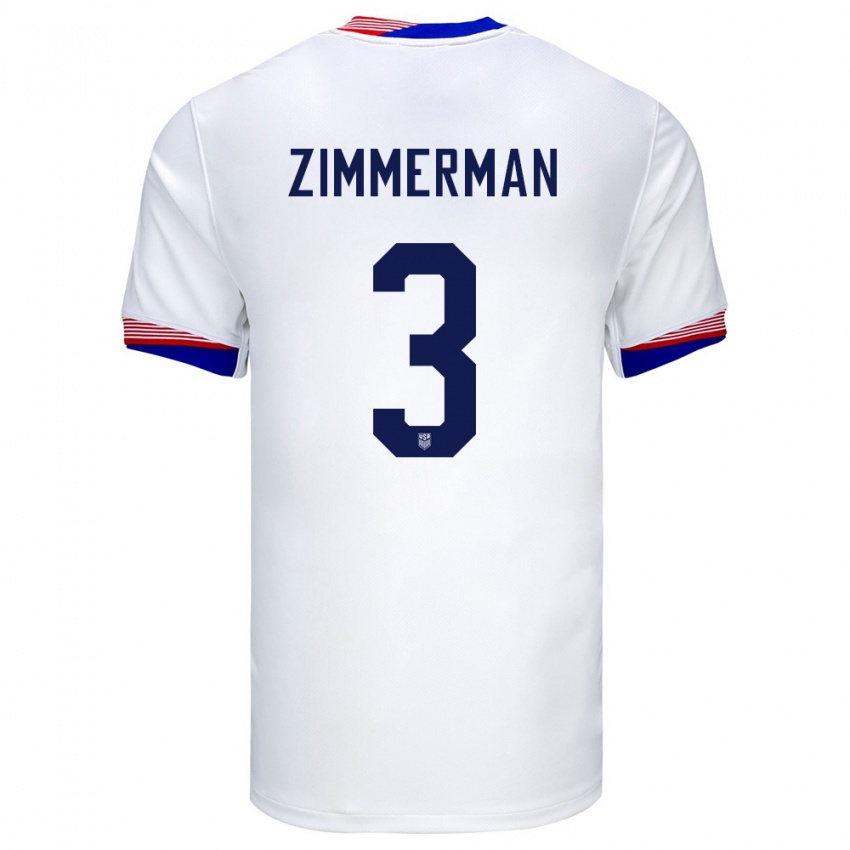 Niño Camiseta Estados Unidos Walker Zimmerman #3 Blanco 1ª Equipación 24-26 La Camisa Perú