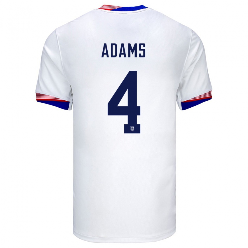 Niño Camiseta Estados Unidos Tyler Adams #4 Blanco 1ª Equipación 24-26 La Camisa Perú