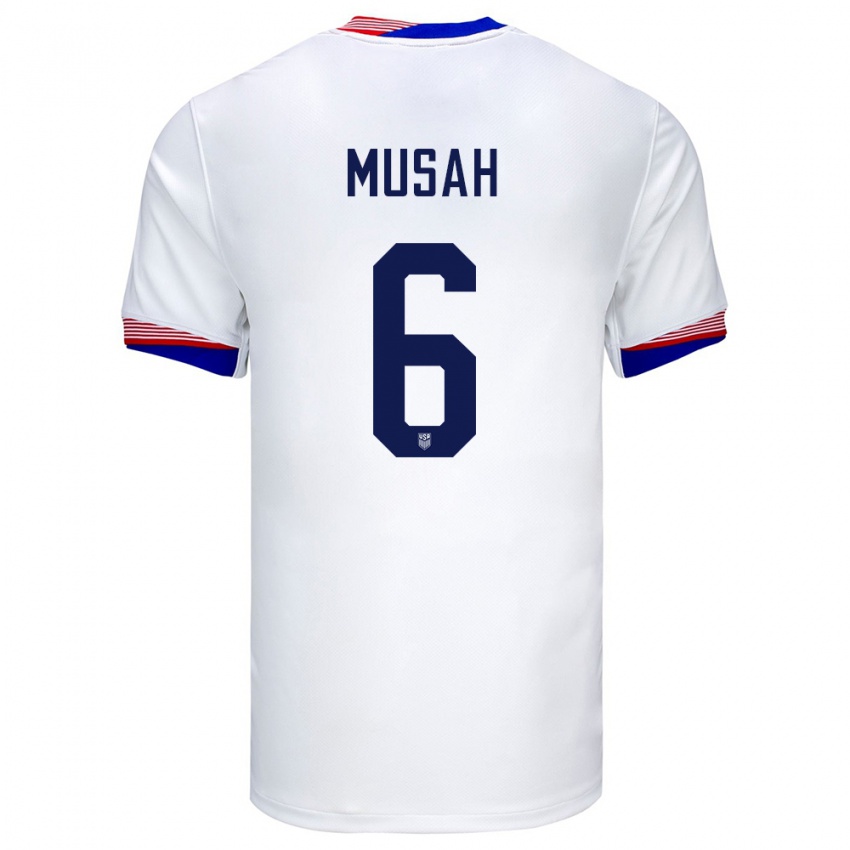 Niño Camiseta Estados Unidos Yunus Musah #6 Blanco 1ª Equipación 24-26 La Camisa Perú