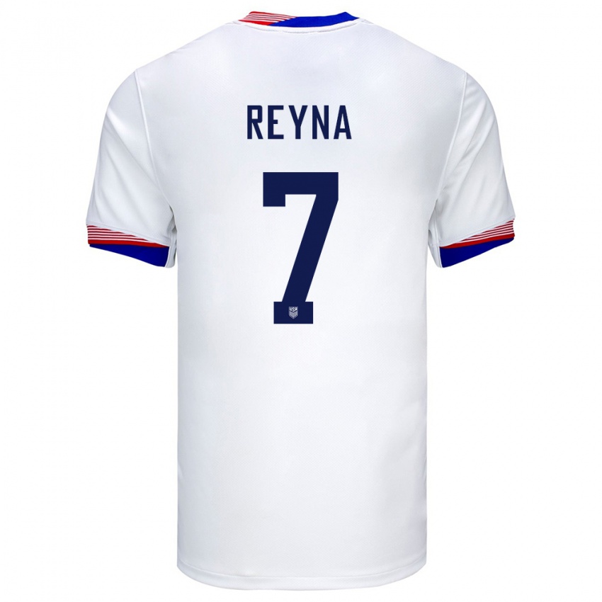 Niño Camiseta Estados Unidos Giovanni Reyna #7 Blanco 1ª Equipación 24-26 La Camisa Perú