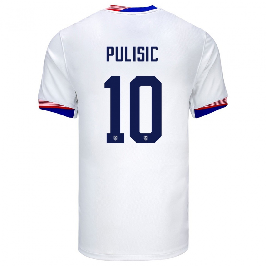 Niño Camiseta Estados Unidos Christian Pulisic #10 Blanco 1ª Equipación 24-26 La Camisa Perú
