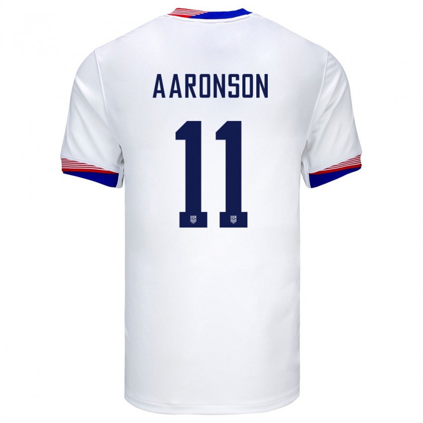 Niño Camiseta Estados Unidos Brenden Aaronson #11 Blanco 1ª Equipación 24-26 La Camisa Perú