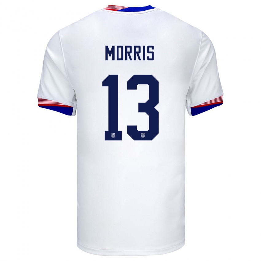 Niño Camiseta Estados Unidos Jordan Morris #13 Blanco 1ª Equipación 24-26 La Camisa Perú