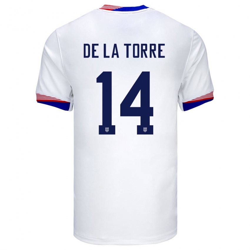 Niño Camiseta Estados Unidos Luca De La Torre #14 Blanco 1ª Equipación 24-26 La Camisa Perú