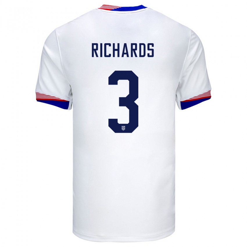 Niño Camiseta Estados Unidos Chris Richards #3 Blanco 1ª Equipación 24-26 La Camisa Perú