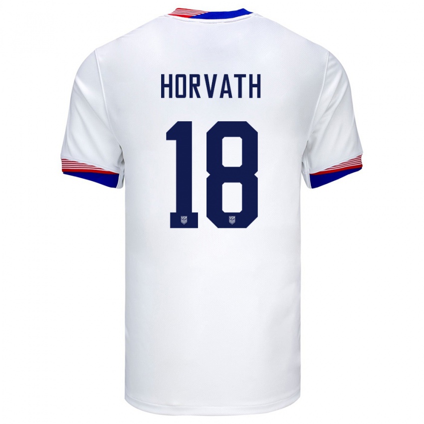 Niño Camiseta Estados Unidos Ethan Horvath #18 Blanco 1ª Equipación 24-26 La Camisa Perú