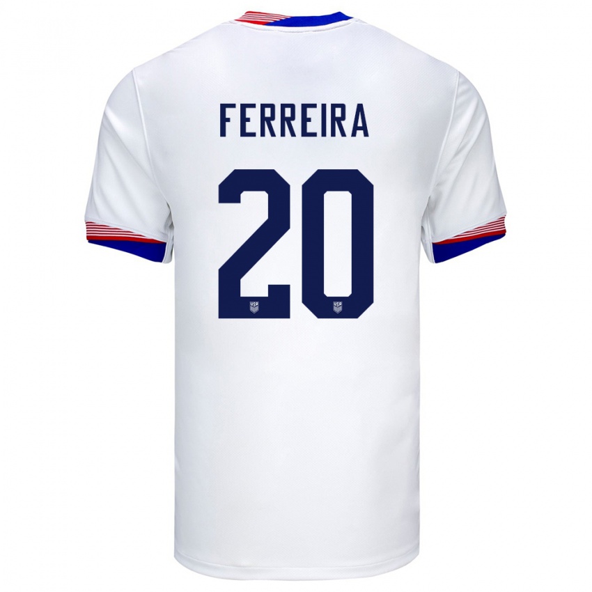 Niño Camiseta Estados Unidos Jesus Ferreira #20 Blanco 1ª Equipación 24-26 La Camisa Perú