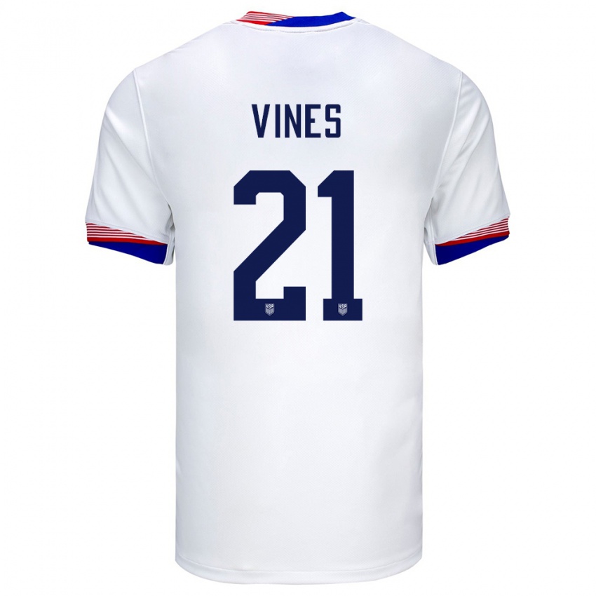 Niño Camiseta Estados Unidos Sam Vines #21 Blanco 1ª Equipación 24-26 La Camisa Perú