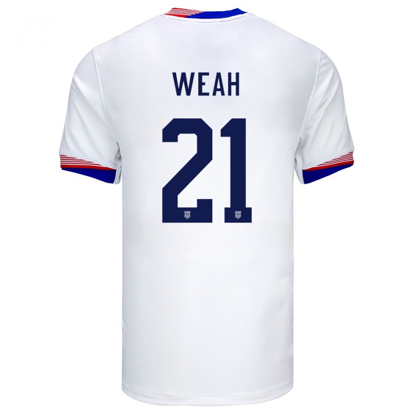 Niño Camiseta Estados Unidos Timothy Weah #21 Blanco 1ª Equipación 24-26 La Camisa Perú