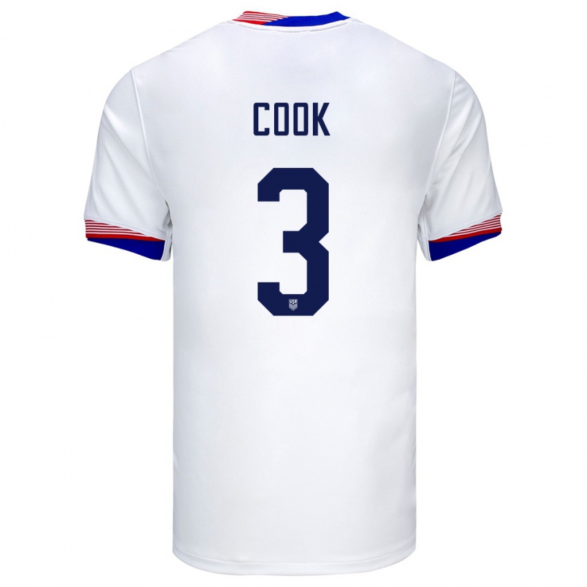 Niño Camiseta Estados Unidos Alana Cook #3 Blanco 1ª Equipación 24-26 La Camisa Perú