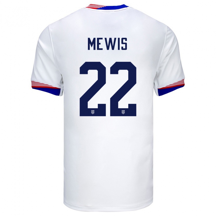 Niño Camiseta Estados Unidos Kristie Mewis #22 Blanco 1ª Equipación 24-26 La Camisa Perú