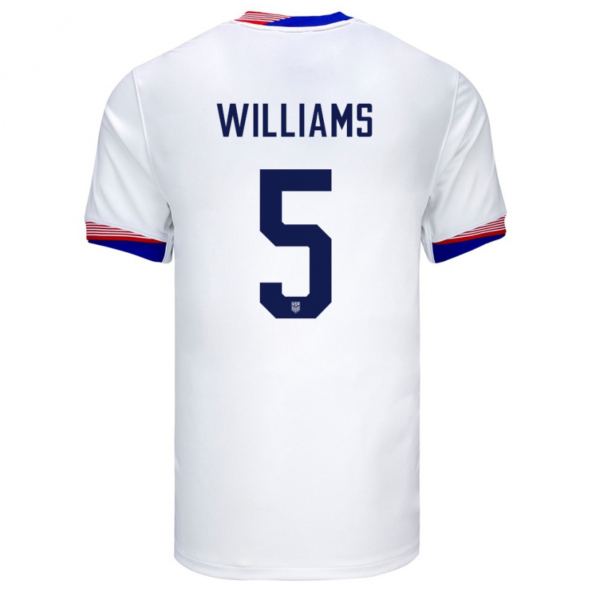 Niño Camiseta Estados Unidos Thomas Williams #5 Blanco 1ª Equipación 24-26 La Camisa Perú