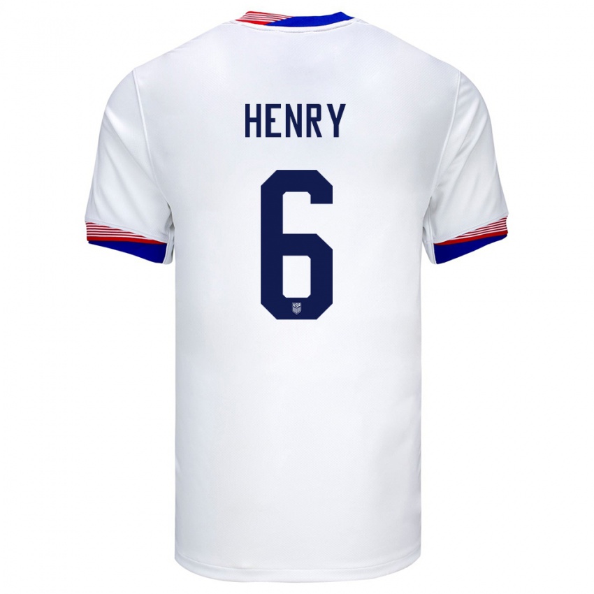 Niño Camiseta Estados Unidos Kobi Henry #6 Blanco 1ª Equipación 24-26 La Camisa Perú