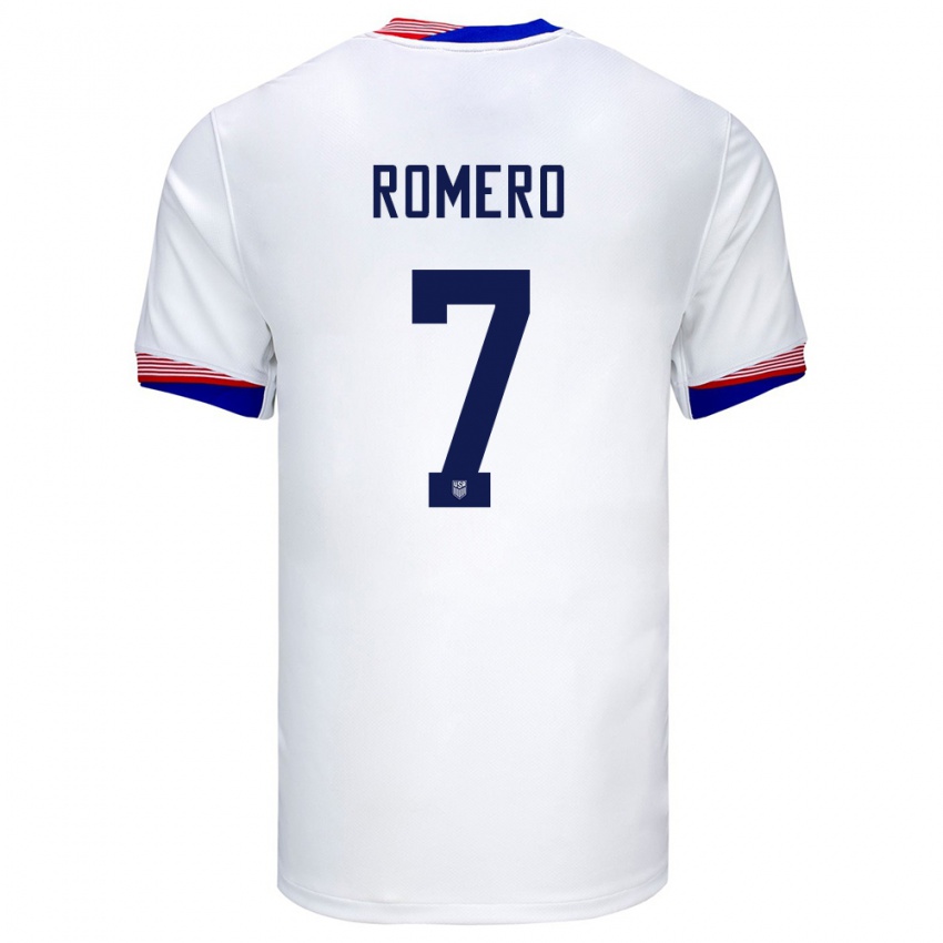 Niño Camiseta Estados Unidos Brian Romero #7 Blanco 1ª Equipación 24-26 La Camisa Perú