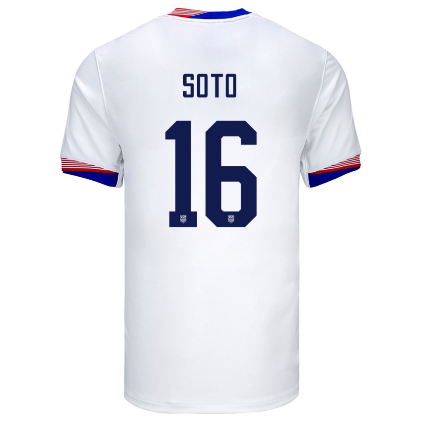 Niño Camiseta Estados Unidos Ezekiel Soto #16 Blanco 1ª Equipación 24-26 La Camisa Perú