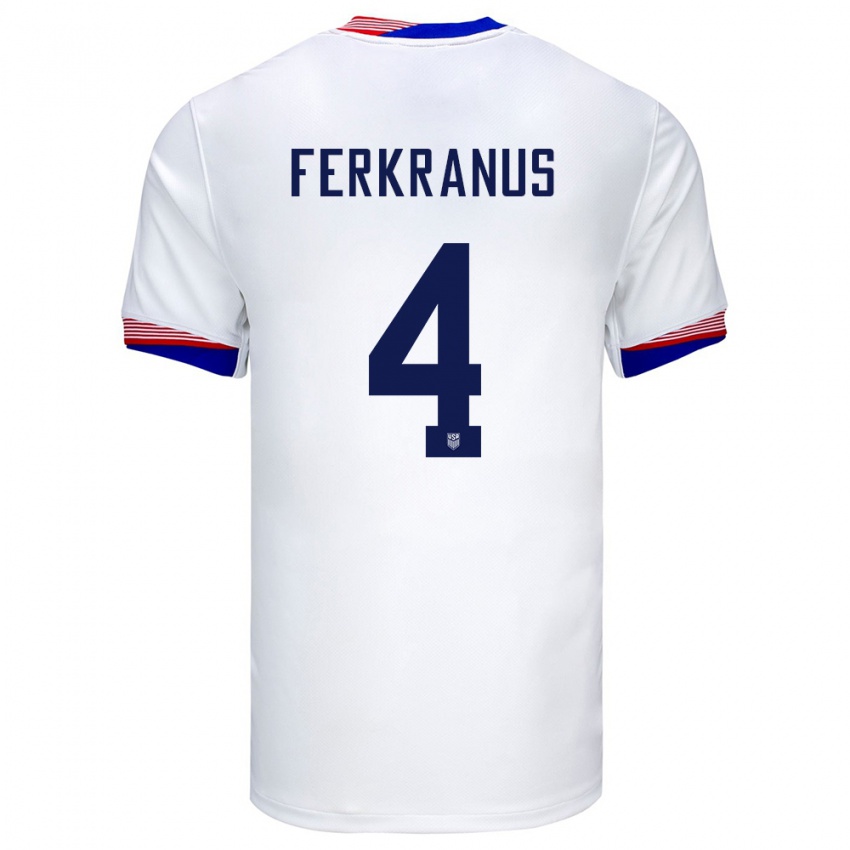 Niño Camiseta Estados Unidos Marcus Ferkranus #4 Blanco 1ª Equipación 24-26 La Camisa Perú