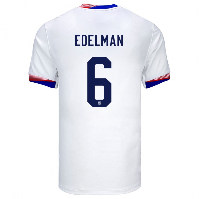 Niño Camiseta Estados Unidos Daniel Edelman #6 Blanco 1ª Equipación 24-26 La Camisa Perú