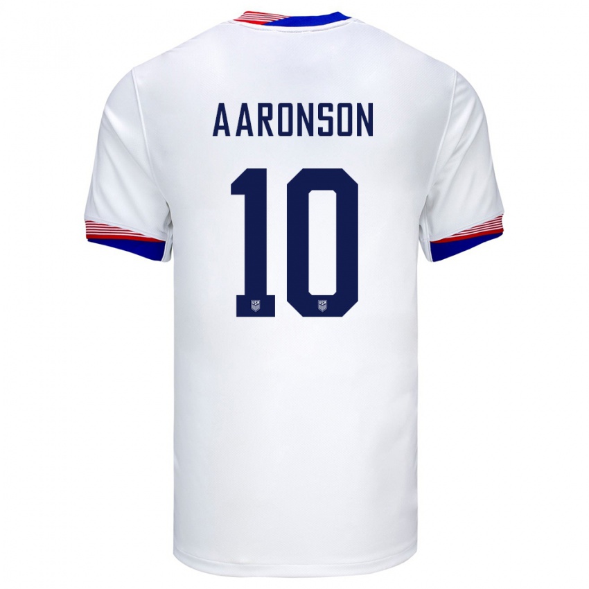 Niño Camiseta Estados Unidos Paxten Aaronson #10 Blanco 1ª Equipación 24-26 La Camisa Perú